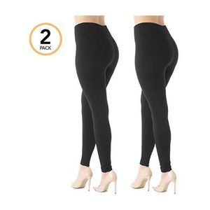2Pcs Plain Stretchy Thick Leggings Black