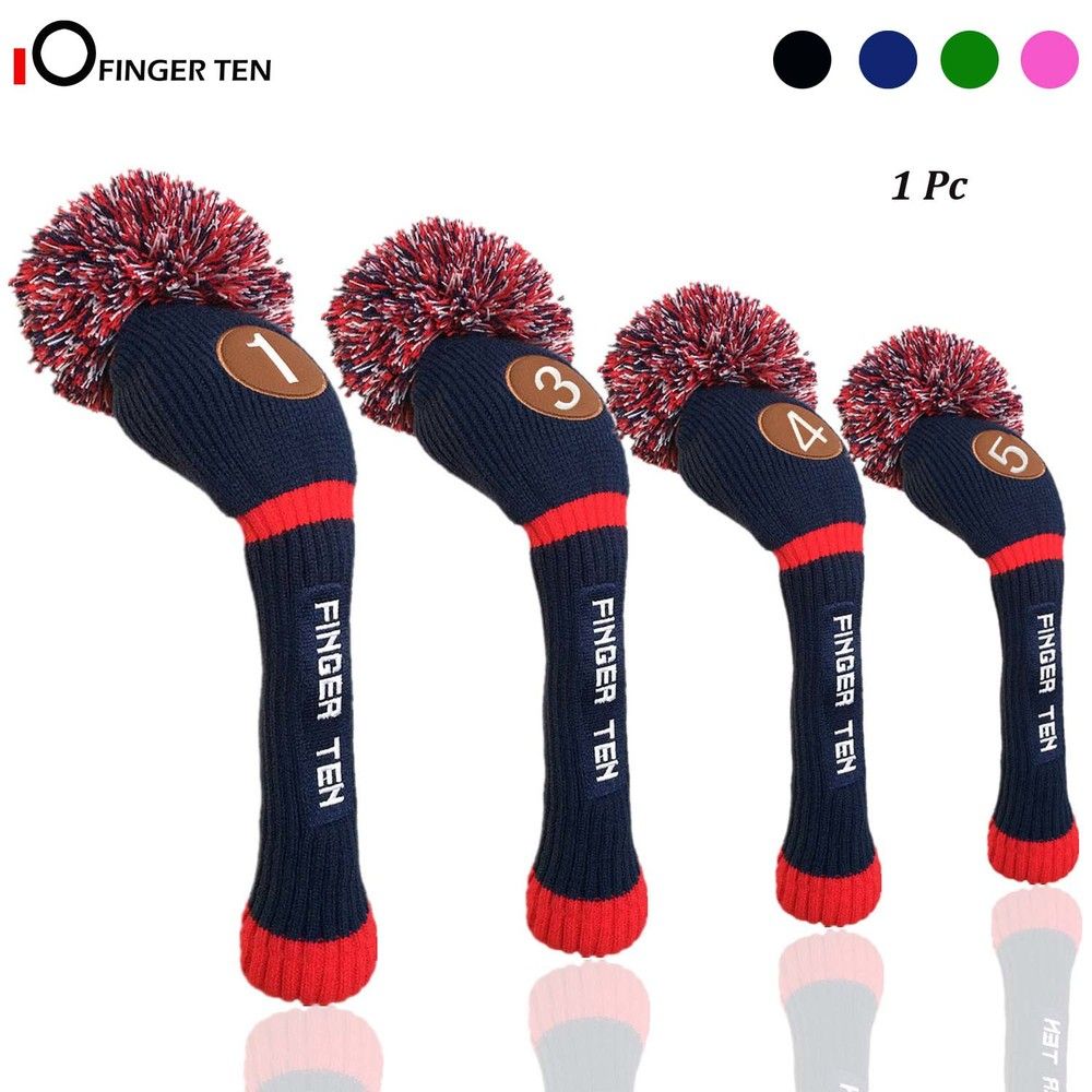 Pom Pom Knitted Golf Club Head Covers Woods Driver Fairway