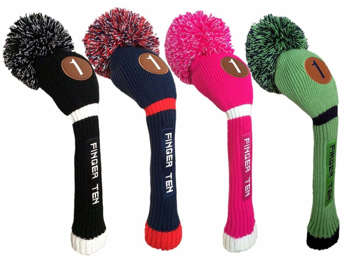 Pom Pom Knitted Golf Club Head Covers Woods Driver Fairway