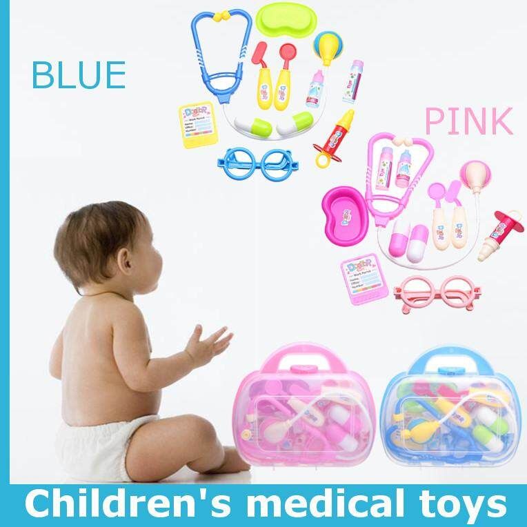 11 PCS Pretend Kids Doctor Nurse Case Role Play Set Gift Educational Toy Blue