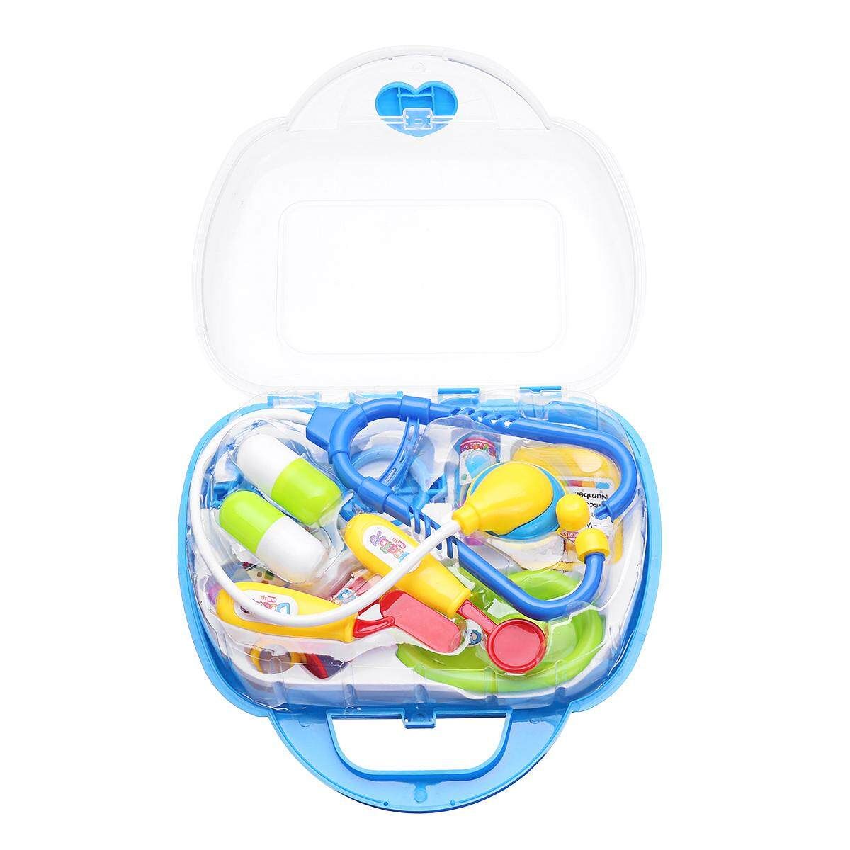 11 PCS Pretend Kids Doctor Nurse Case Role Play Set Gift Educational Toy Blue