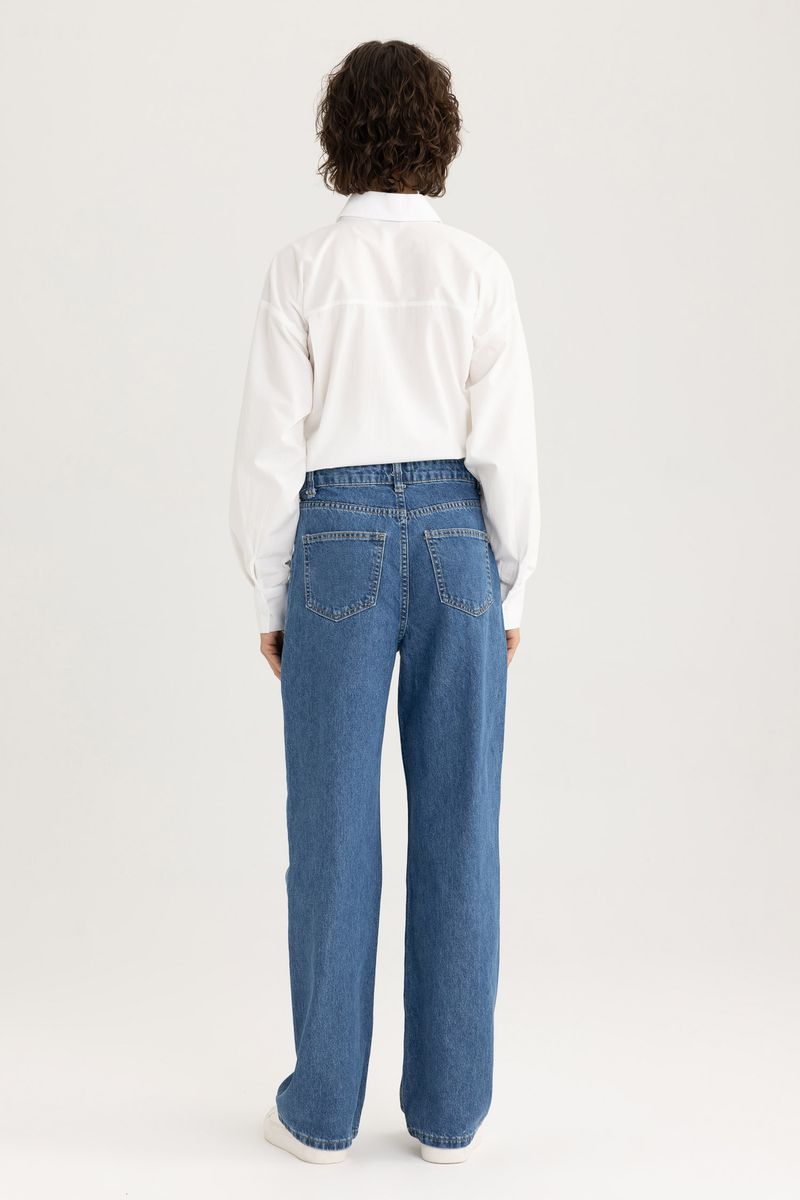 Woman Special Collection Wideleg Cargo Denim Trousers - Blue