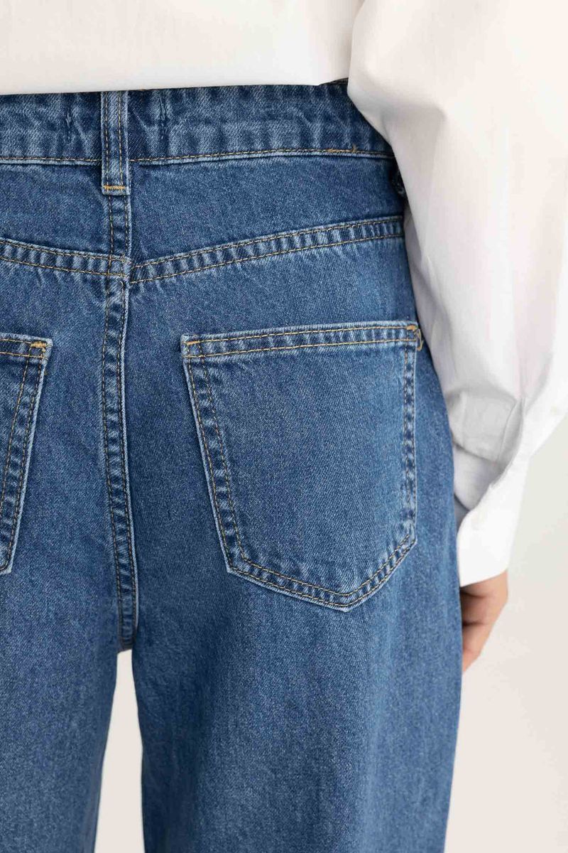 Woman Special Collection Wideleg Cargo Denim Trousers - Blue