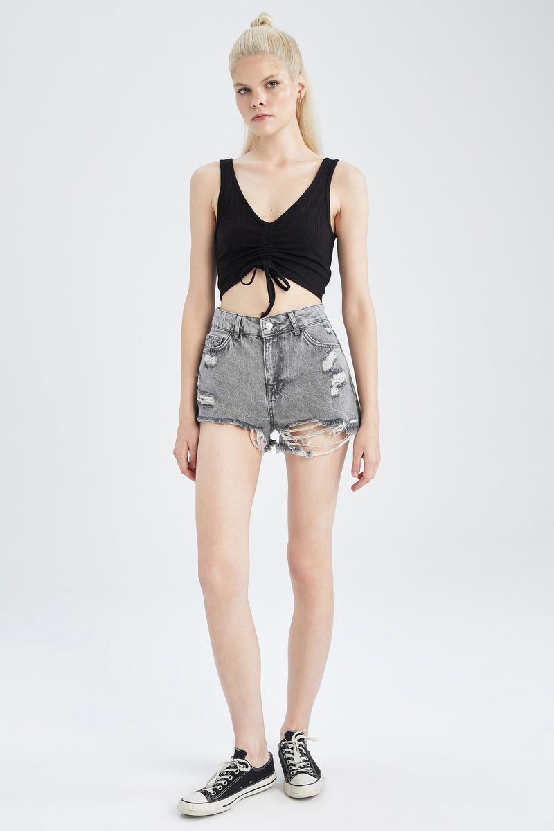 Woman HOT SHORT Denim Short - Grey