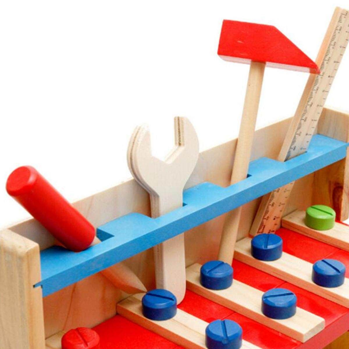 Kid Children Wooden Work Bench Tool Set Play Toy Wrench Screwdriver Scale Hammer