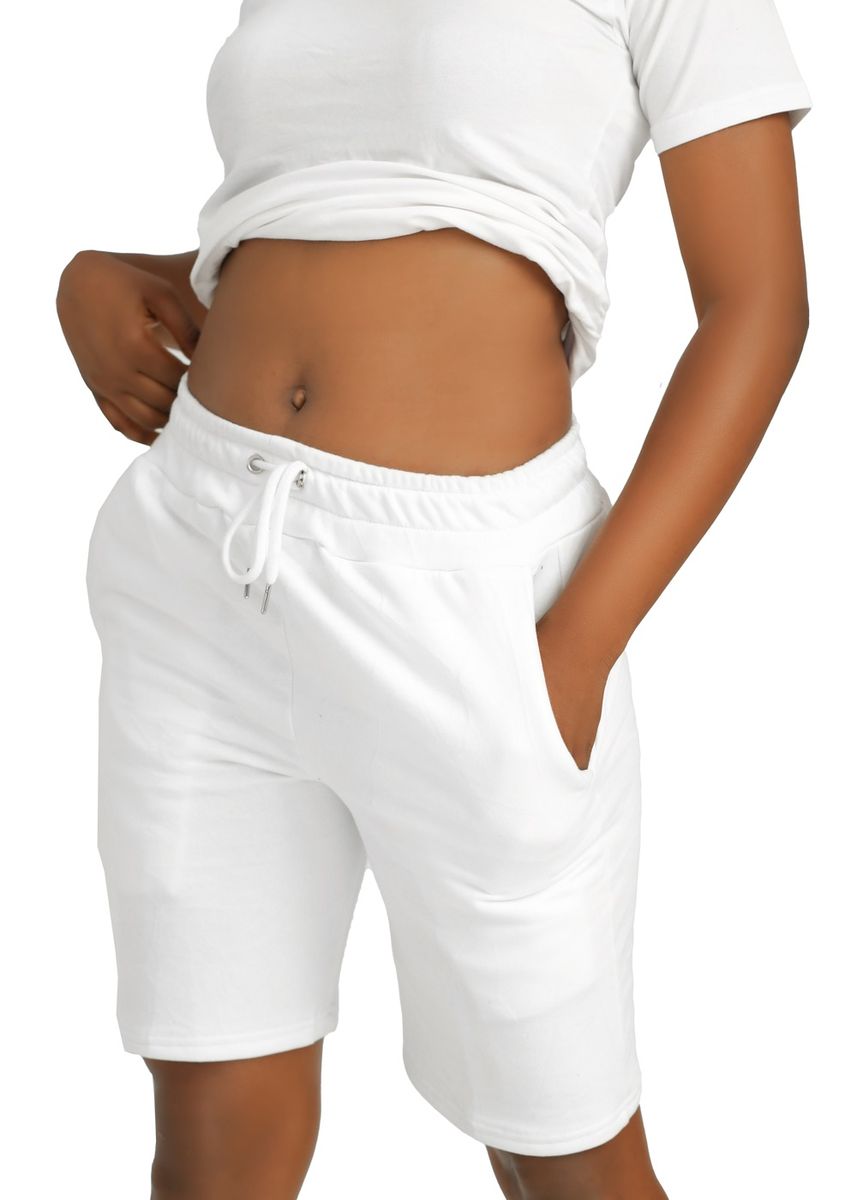 Plain Sweat Shorts For Women Girls- White