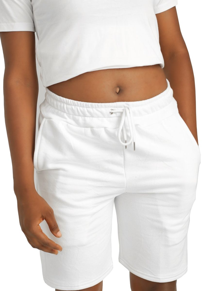 Plain Sweat Shorts For Women Girls- White