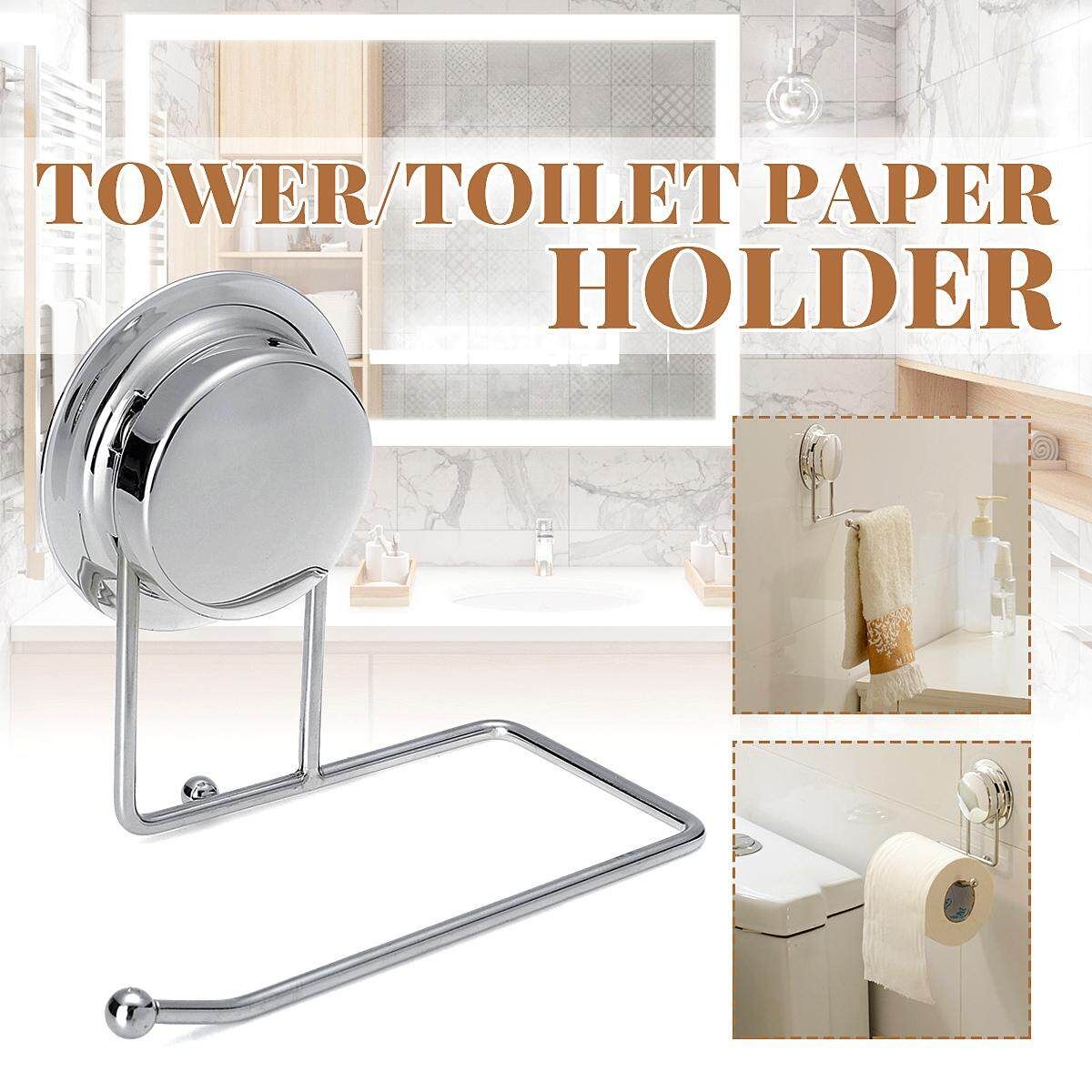 Toilet Paper Holder Suction Cup Hanger Tissue Towel Rack Hook Bathroom Kitchen