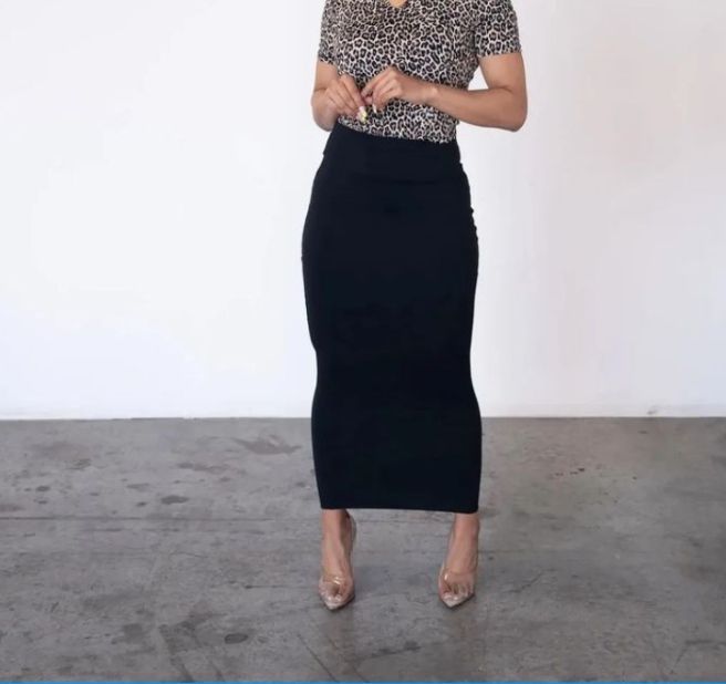 KimK Copy High Waist Bodycon Pencil Skirt - Black