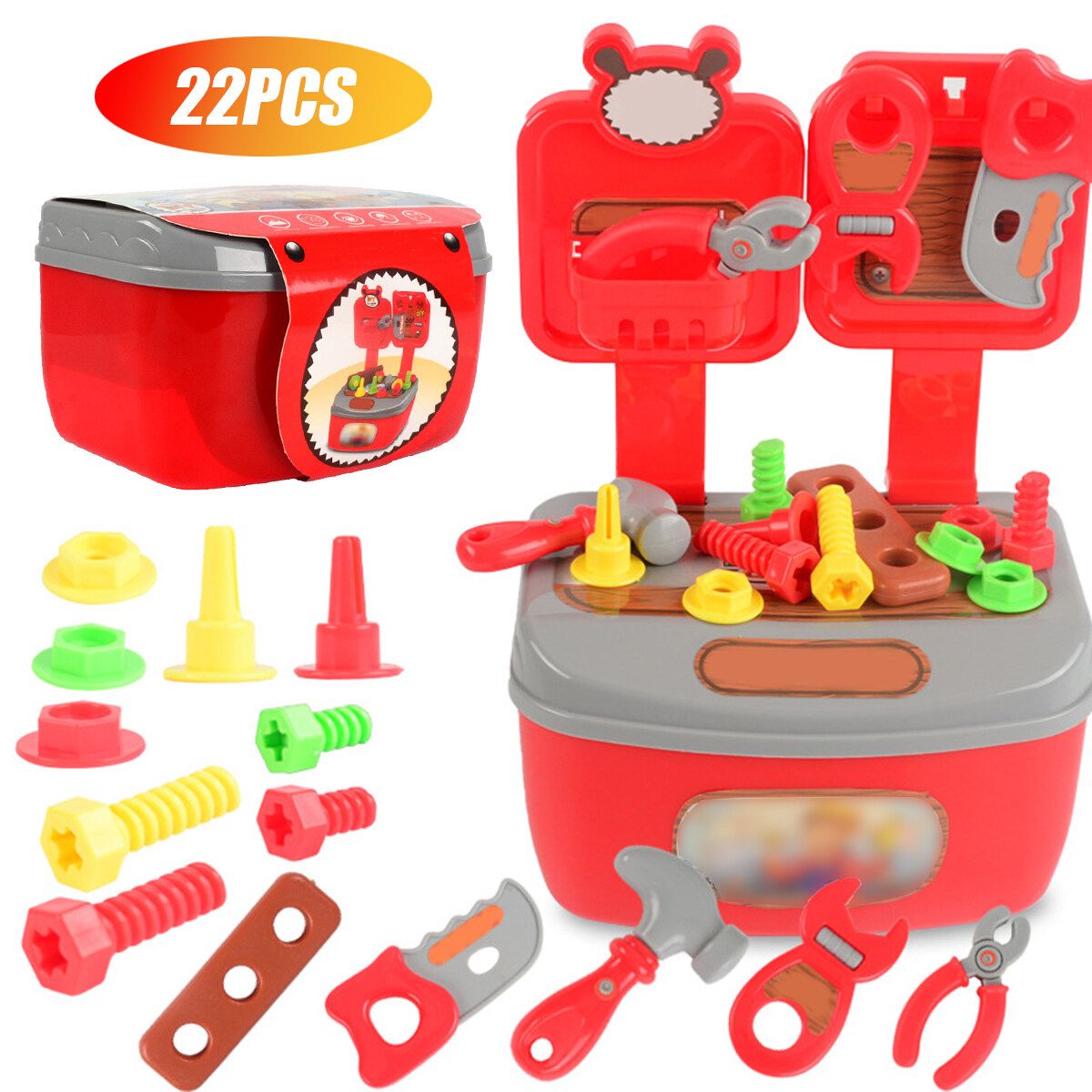 22pcs Children's Simulation Play House Toy Toolbox Maintenance Repair Tool Kit Set Kid