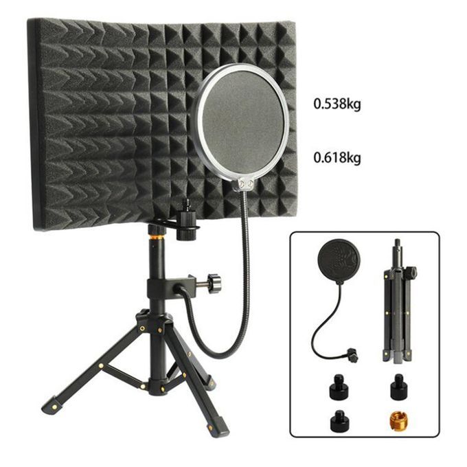 3 Panel Microphone Isolation Shield Acoustic Foam Sound Recording