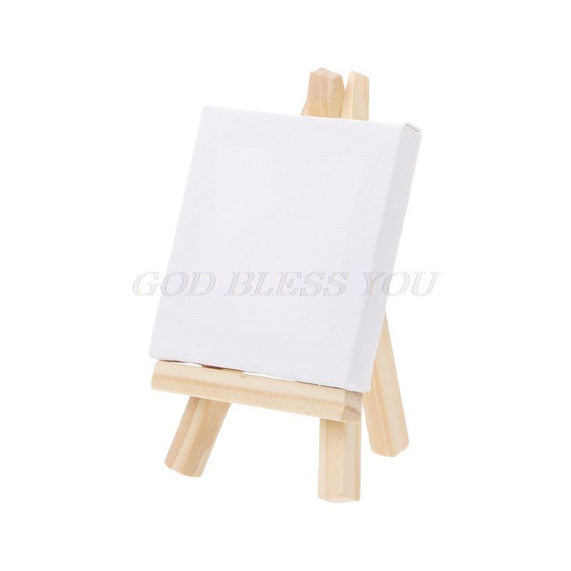 Mini Canvas And Natural Wood Easel Set For Art Painting