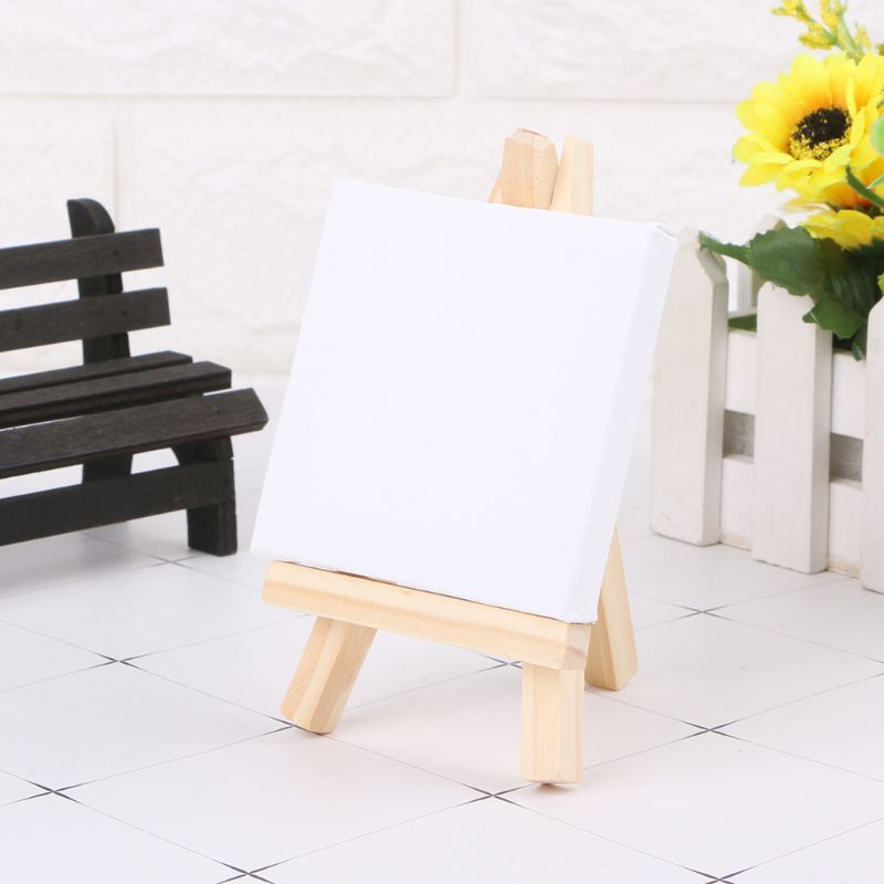 Mini Canvas And Natural Wood Easel Set For Art Painting