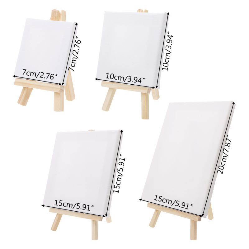 Mini Canvas And Natural Wood Easel Set For Art Painting