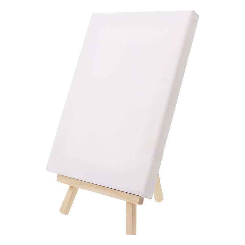 Mini Canvas And Natural Wood Easel Set For Art Painting
