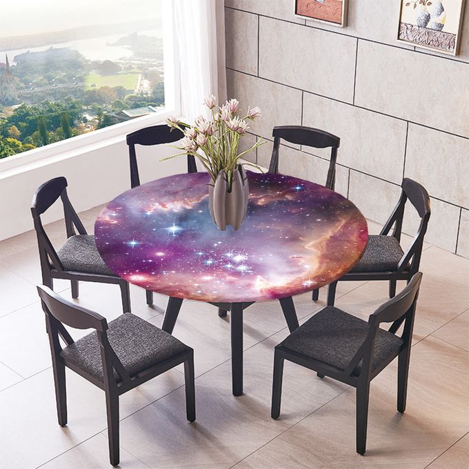 2X 15m 59 Dia Round Table Cloth Elestic Edged Woodlike Table Top