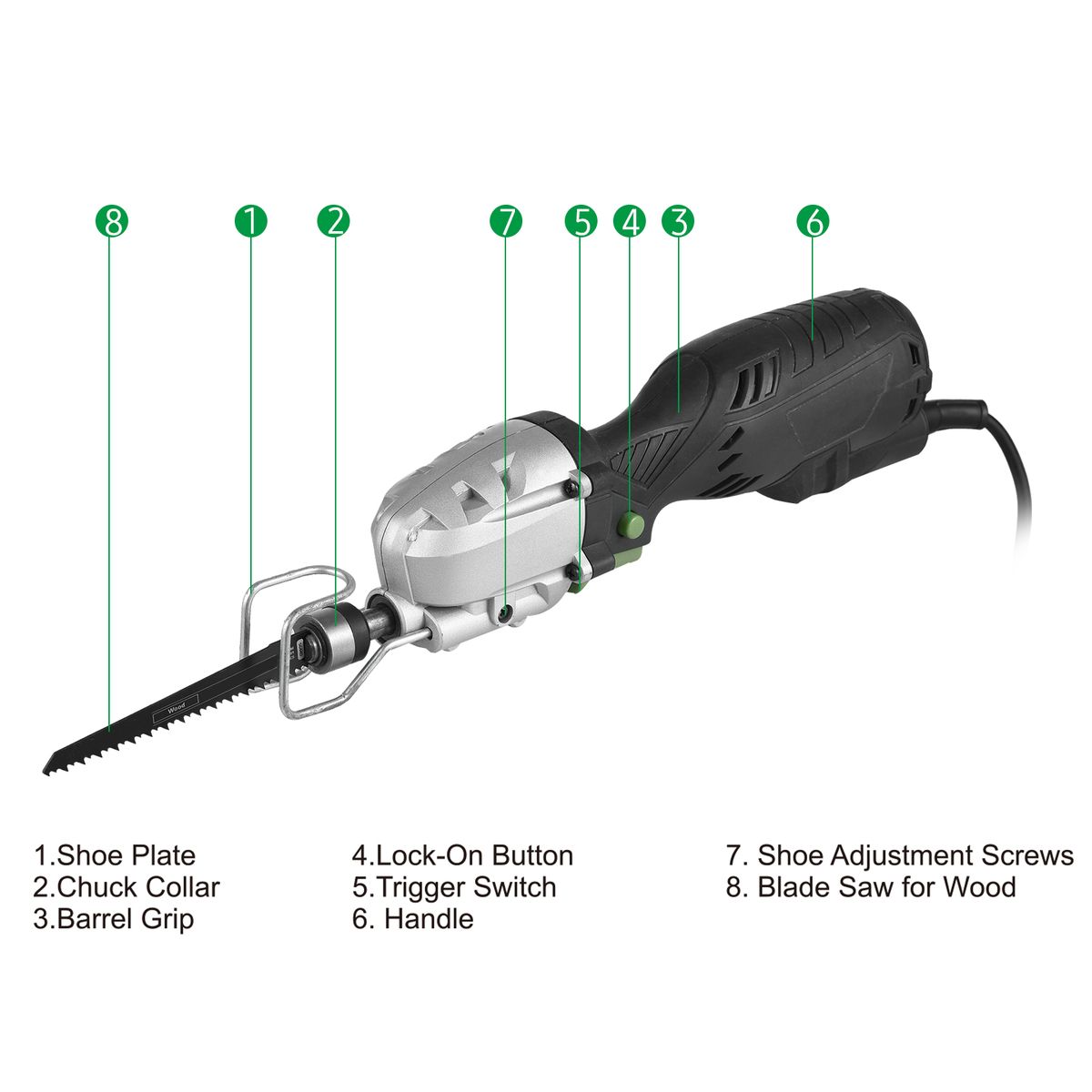 600W 5-Amp Mini Compact Reciprocating Saw Corded