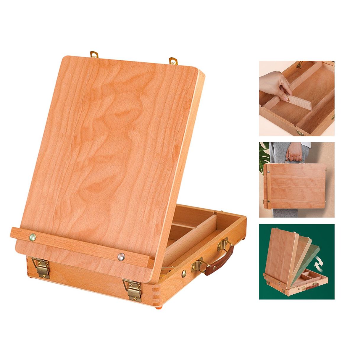 Wood Table Top Box Easel With Storage Portable Sketch Box