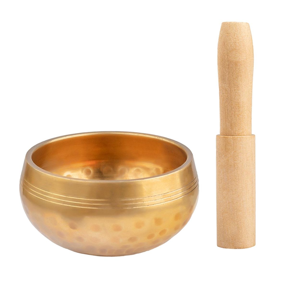 Brass  Set With Wooden  Meditation Sound Bowl For