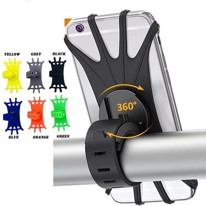 Universal Phone Holder Silicone Bicycle Mobile Phone Riding Bracket 360 Degree Rotatable Mobile Phone Riding Bracket Black