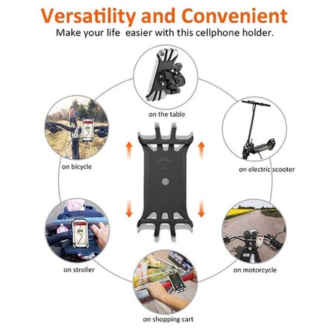 Universal Phone Holder Silicone Bicycle Mobile Phone Riding Bracket 360 Degree Rotatable Mobile Phone Riding Bracket Black