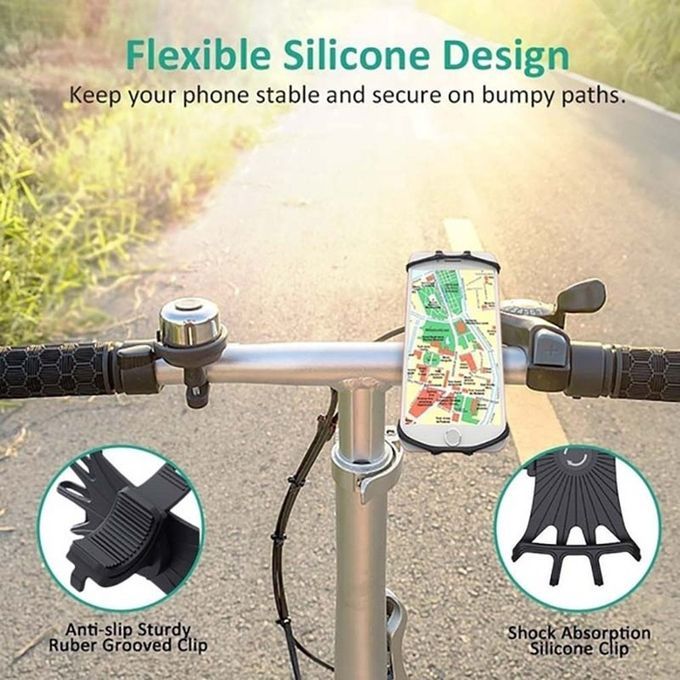 Universal Phone Holder Silicone Bicycle Mobile Phone Riding Bracket 360 Degree Rotatable Mobile Phone Riding Bracket Black