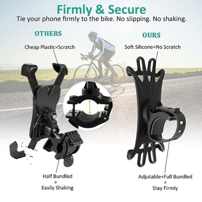 Universal Phone Holder Silicone Bicycle Mobile Phone Riding Bracket 360 Degree Rotatable Mobile Phone Riding Bracket Black