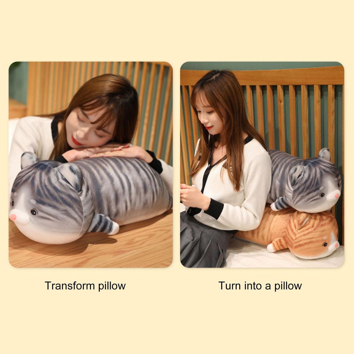 Plush Cushion Cute Cat Stuffed Toy Grey