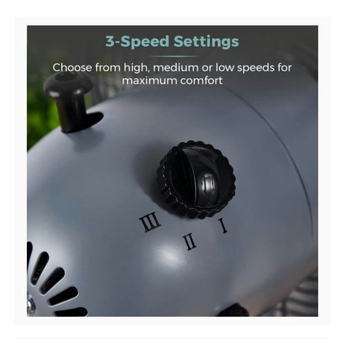 SCANDI 12 Inch Metal Desk Fan With Wood Accents