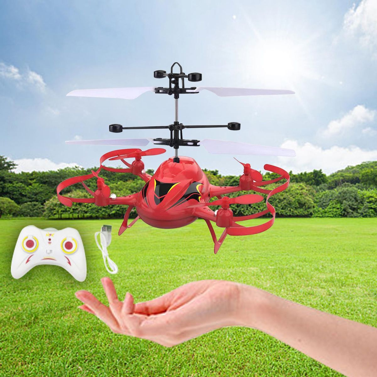 RC Induction Helicopter Toy USB Charging Airplane  C