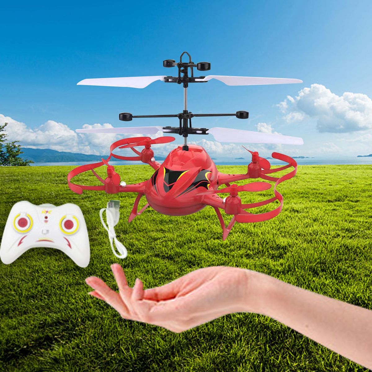 RC Induction Helicopter Toy USB Charging Airplane  C