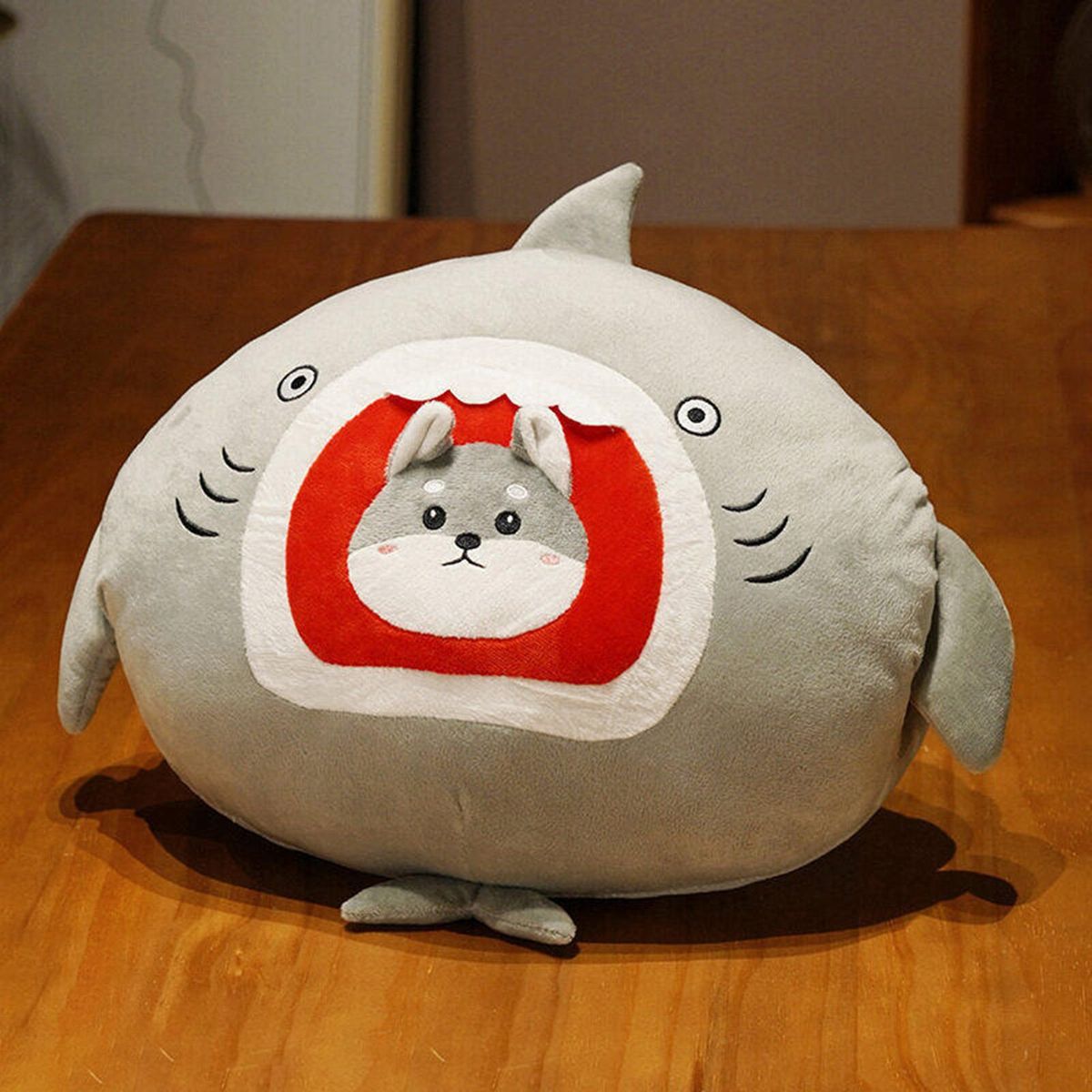 Plush Animal Pillow Stuffed Animal Doll Pillow Shark Rabbit Plush Toy Grey