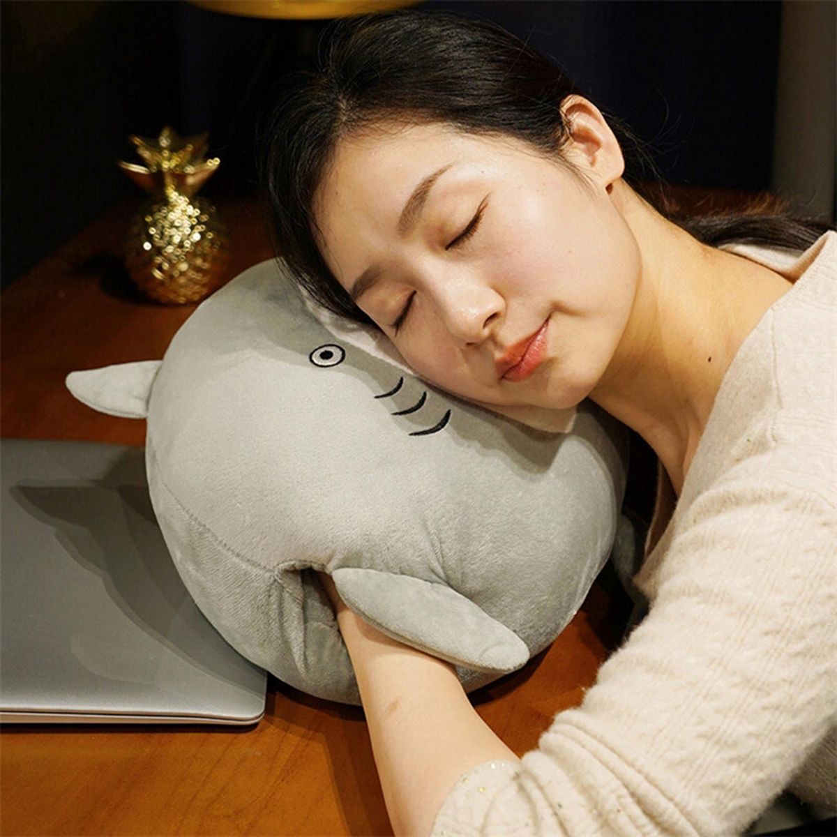 Plush Animal Pillow Stuffed Animal Doll Pillow Shark Rabbit Plush Toy Grey