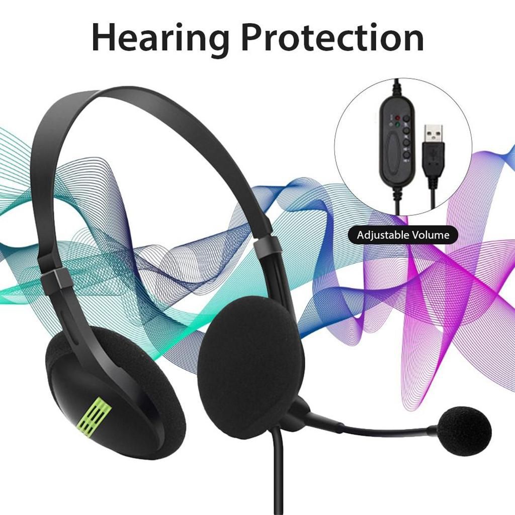 USB Headset With Microphone Noise Cancelling And