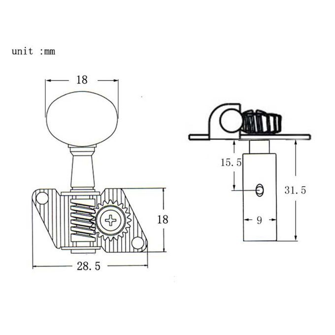 Instrument Replacement Open 3R3L Folk Guitar Tuning Peg Tuner Oval