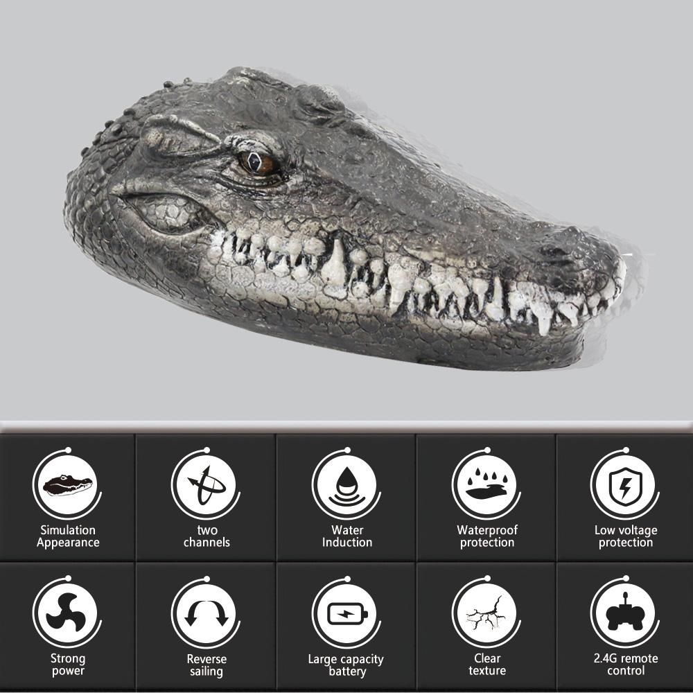 Flytec V005 RC Boat 2.4G Remote Control Electric Racing Boat for Pools with Simulation Crocodile Head Spoof Toy