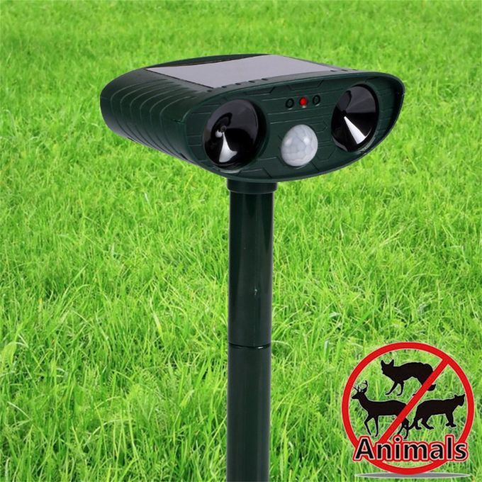 Solar Powered Motion Activated Animal Ultrasonic Garden Cats Dogs Repeller Black