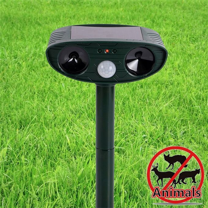 Solar Powered Motion Activated Animal Ultrasonic Garden Cats Dogs Repeller Black