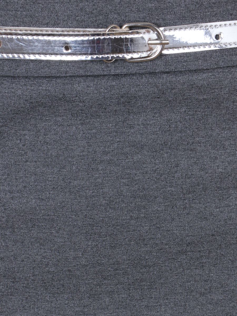 Fitted Bodycon Midi Skirt With Belt - Grey