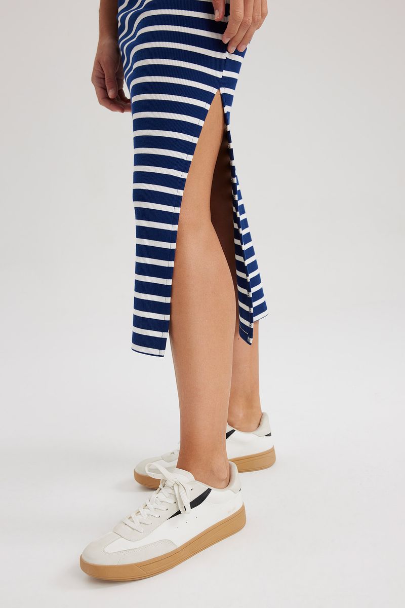 Woman Casual Tube Knitted Skirt - Navy