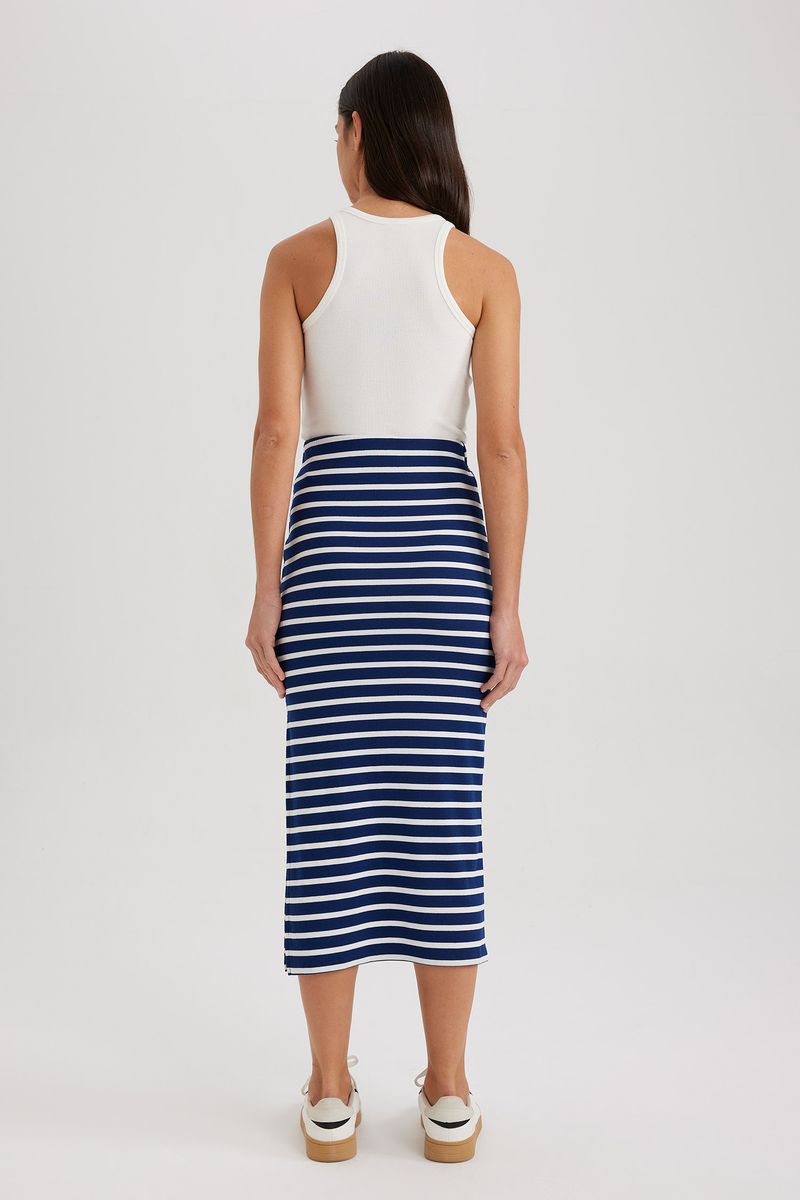 Woman Casual Tube Knitted Skirt - Navy