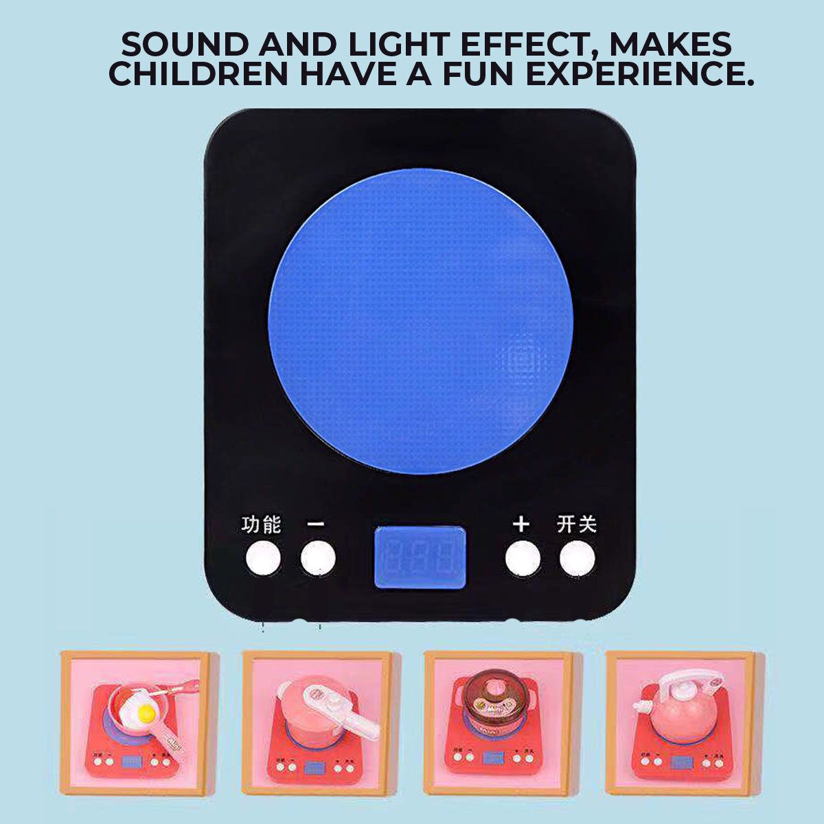 36PCS/Set Cooking Kitchen Toys Children'S Educational Light Music Play House Tableware Utensils Pretend Black