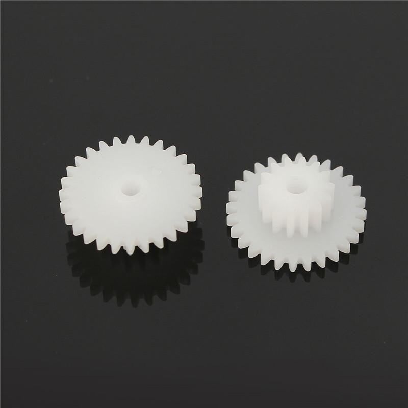 10pcs White Gear 2mm Plastic Accessories Of DIY Model Toy Motor Shaft Gear Large Teeth 28 Small Teeth 14