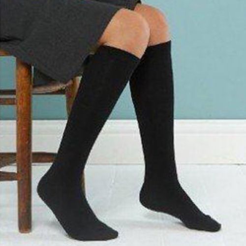 Unisex Soft Cotton Black Knee High Socks 3pairs