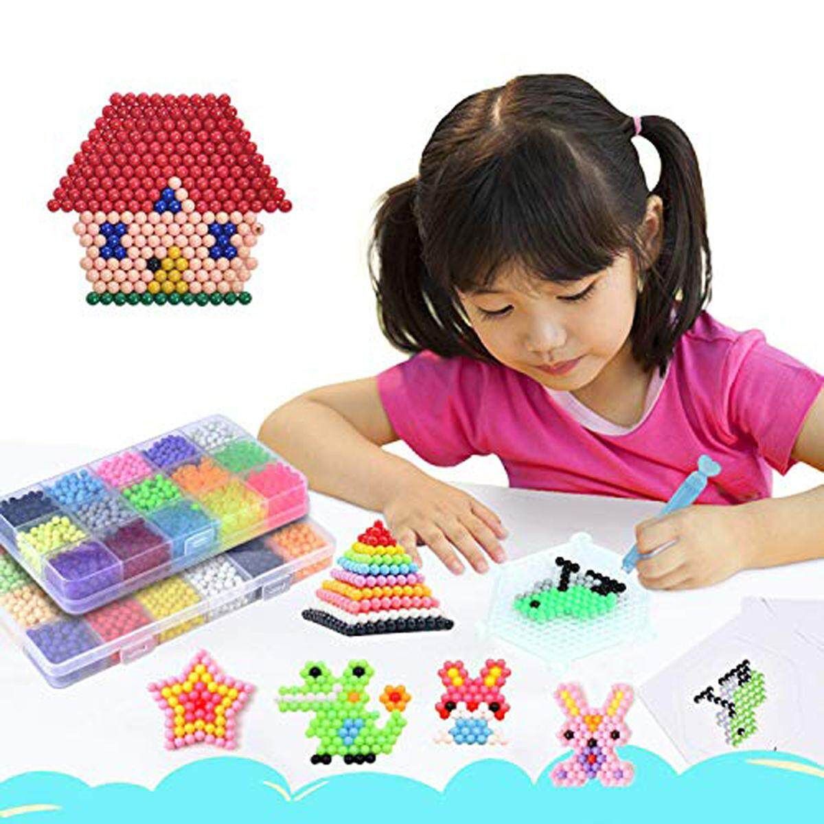 6000Pcs Aqua Refill Water Bead DIY Sticky Fuse Beads Puzzle Art Craft Toys