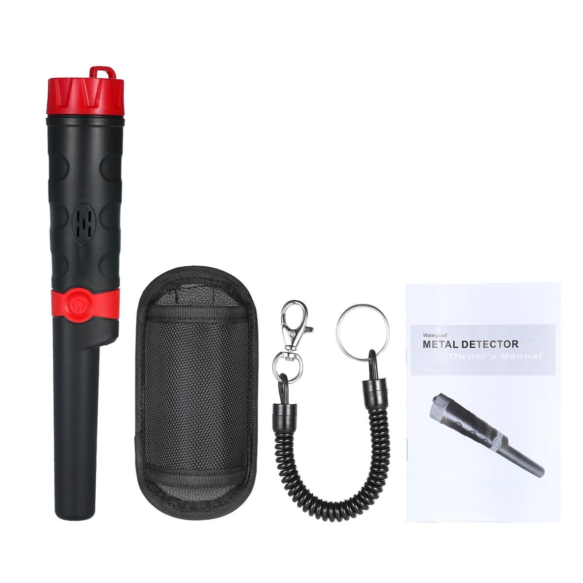 Handheld Pinpointer Metal Detector Portable Pin Pointer Waterproof Metal Pointer Treasure Hunting Tool Metal Locator Buzzer Vibration Automatic Tuning with Belt Holster