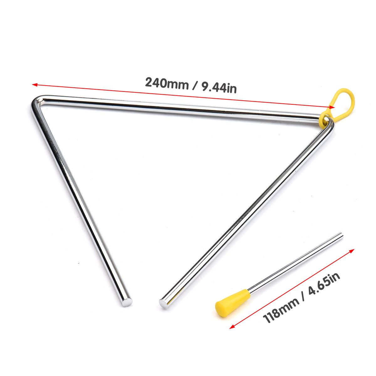 10 Inch Triangle Bell Triangolo With Metal Mallet Idiophone