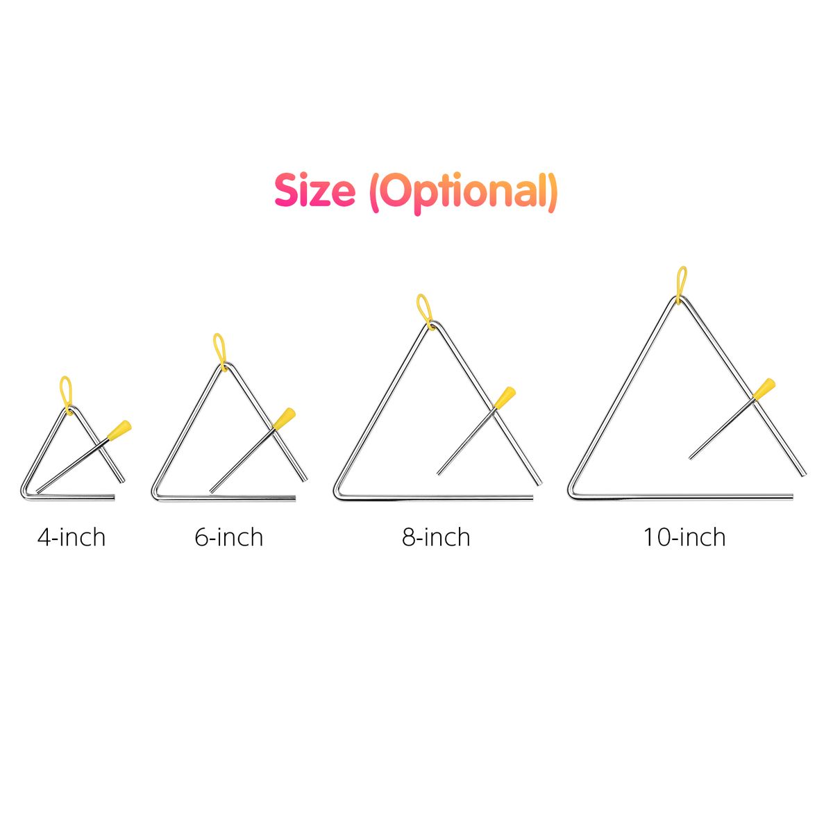 10 Inch Triangle Bell Triangolo With Metal Mallet Idiophone