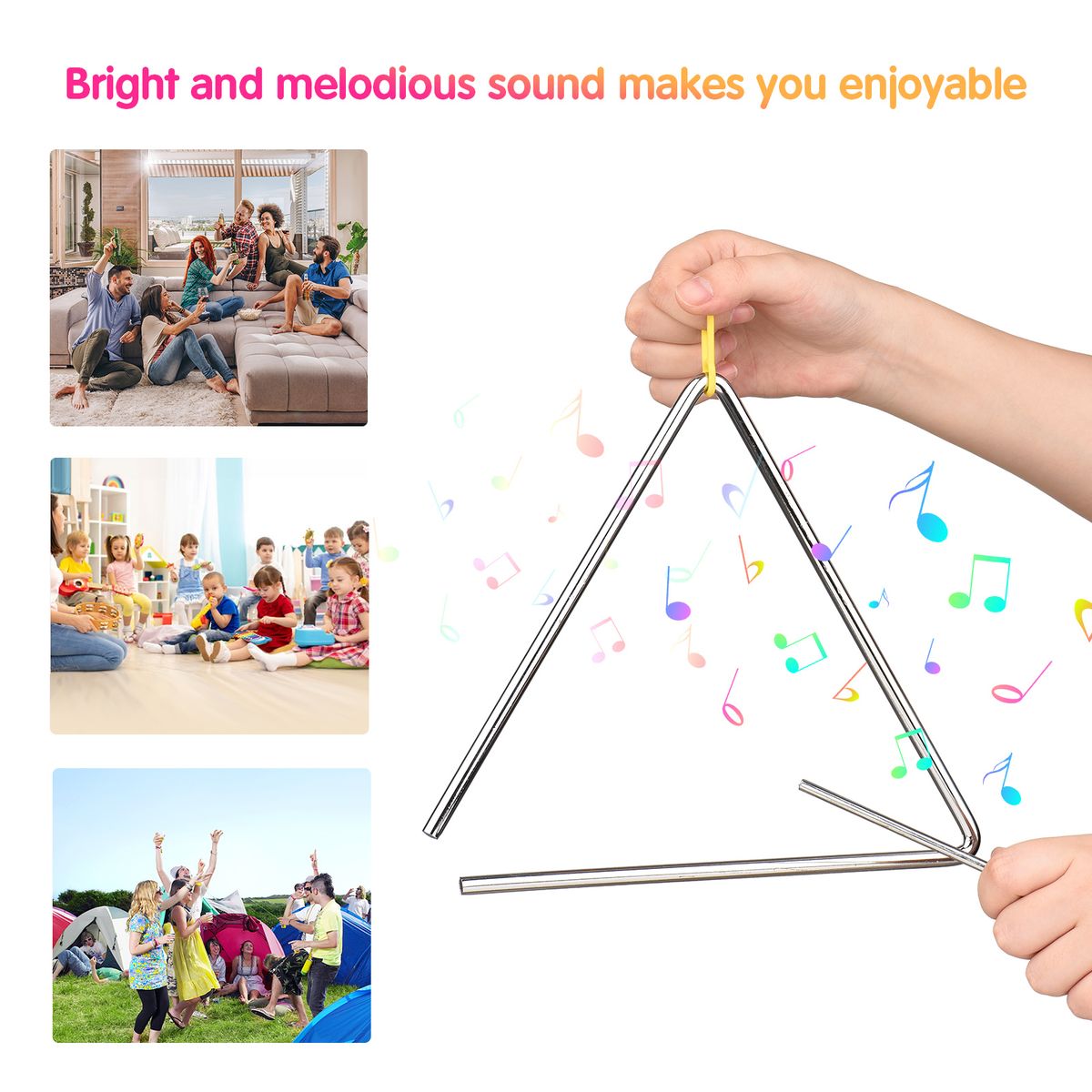 10 Inch Triangle Bell Triangolo With Metal Mallet Idiophone