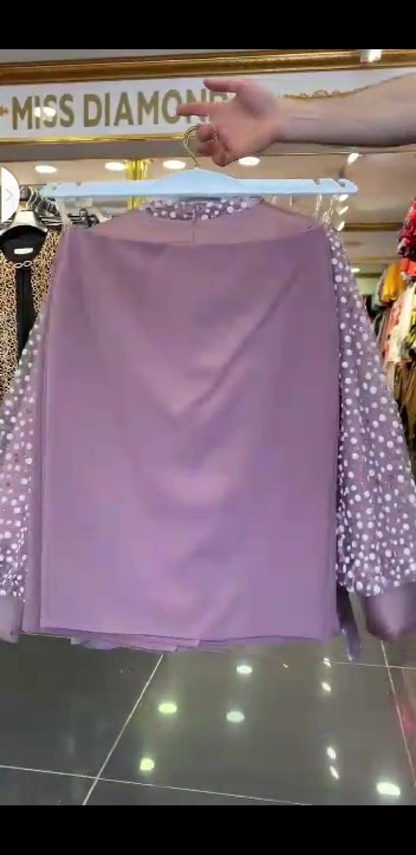 Turkey Dotted Transparent Sleeves Skirt Suit - ONION